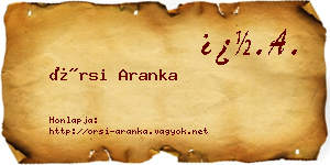 Örsi Aranka névjegykártya