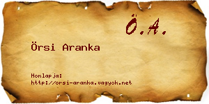 Örsi Aranka névjegykártya